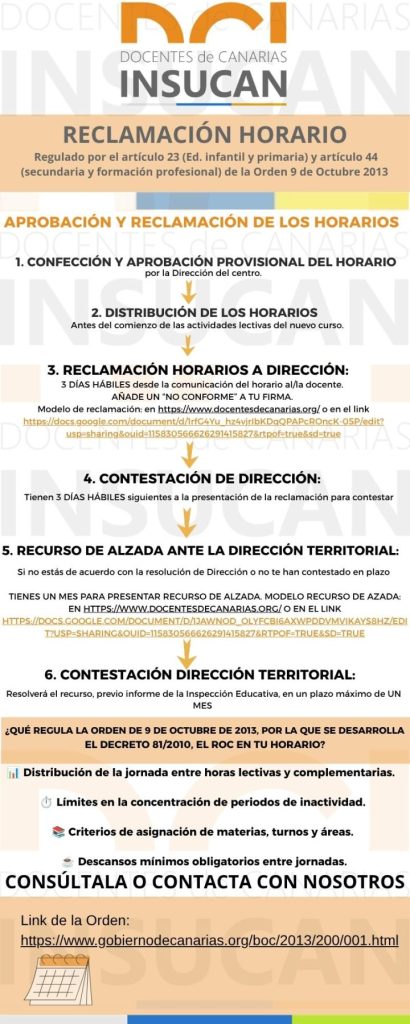 reclamación de horarios docentes
